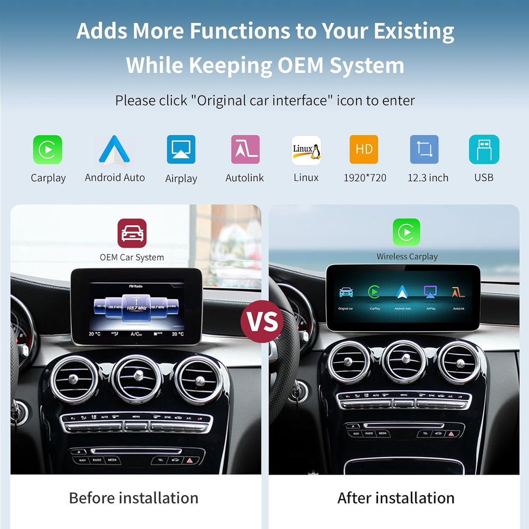 Drahtlos Carplay/Android Auto 12.3'' Multimedia Radio Linux Touchscreen für Mercedes Benz NTG5.0 GLA