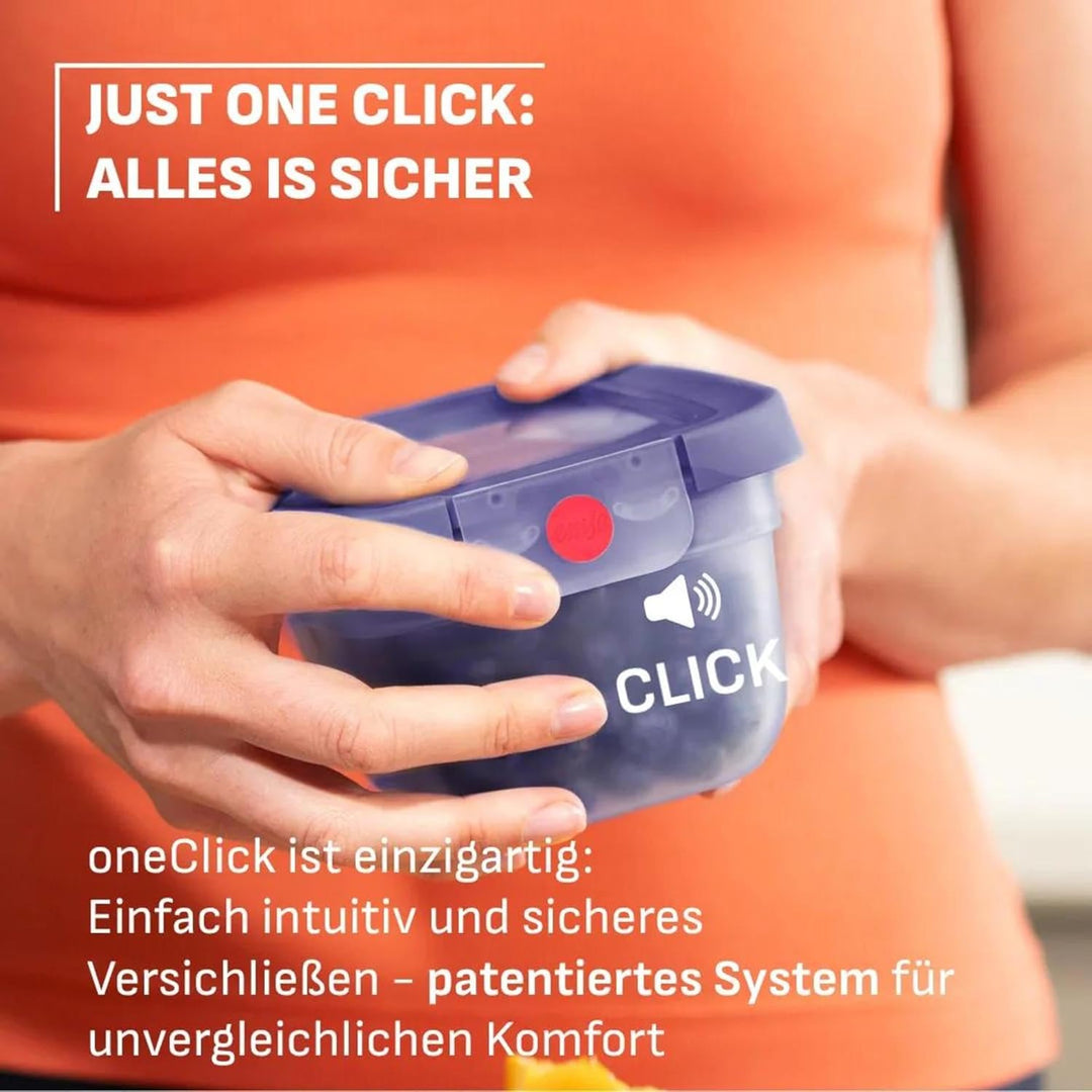 EMSA oneClick Frischhaltedosen, 0,75L, 1,5L, 3,0L, Lebensmittel 2 x länger frisch, 100% dicht, Made