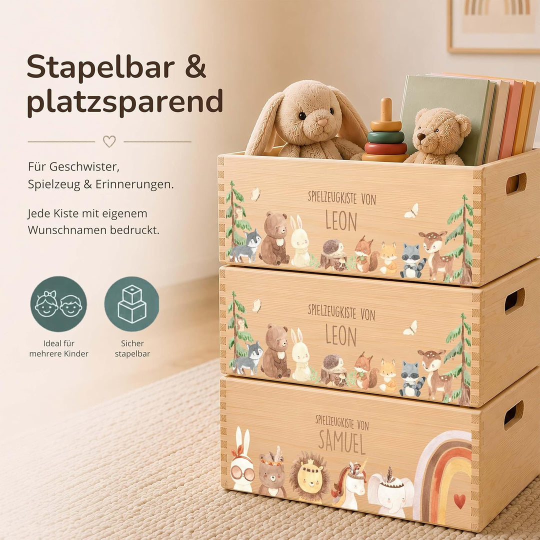 Kidsmood - Spielzeugkiste aus Holz mit Wunschnamen | Aufbewahrungsbox Kinder Spielzeug & Bücher | Pr