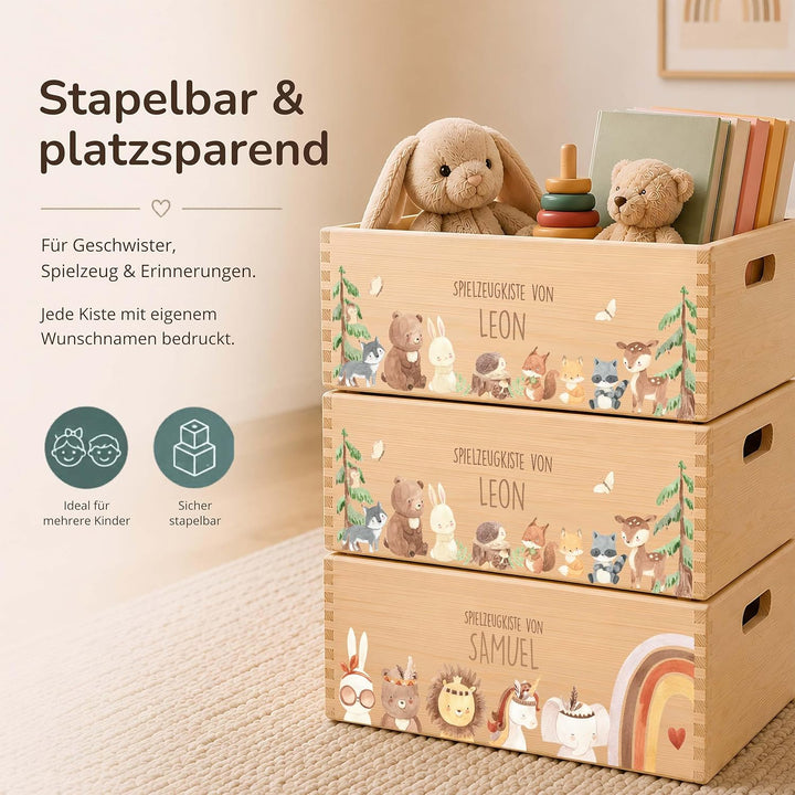 Kidsmood - Spielzeugkiste aus Holz mit Wunschnamen | Aufbewahrungsbox Kinder Spielzeug & Bücher | Pr