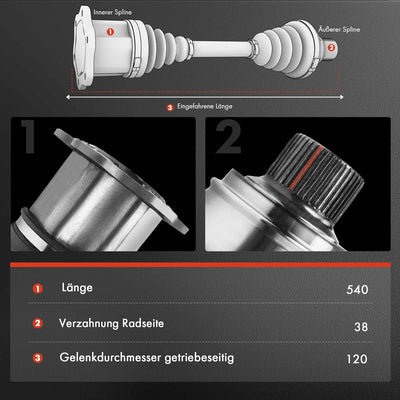 Frankberg 1x Antriebswelle Automatikgetriebe Vorderachse Links Kompatibel mit A6 4F2 C6 2.0L-3.2L 20