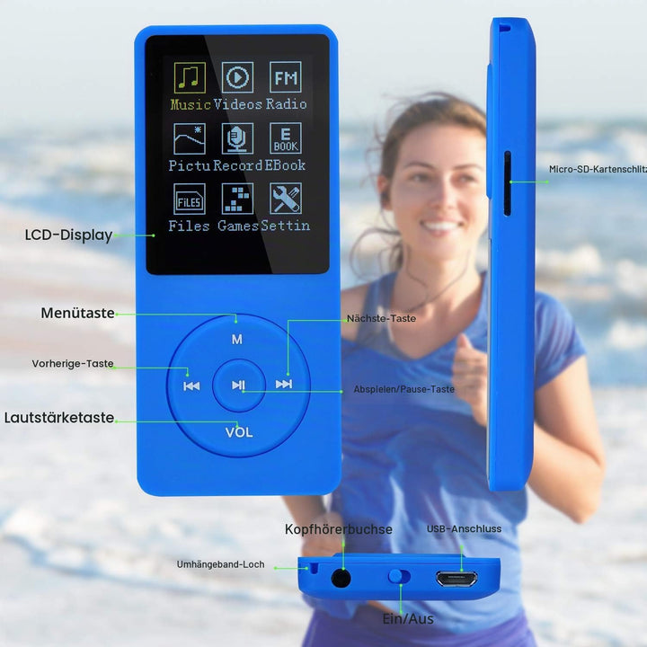 COVVY 8GB Tragbare MP3 Musik Player, Support bis zu 64GB SD Speicherkarte, Lossless Sound HiFi MP3 P