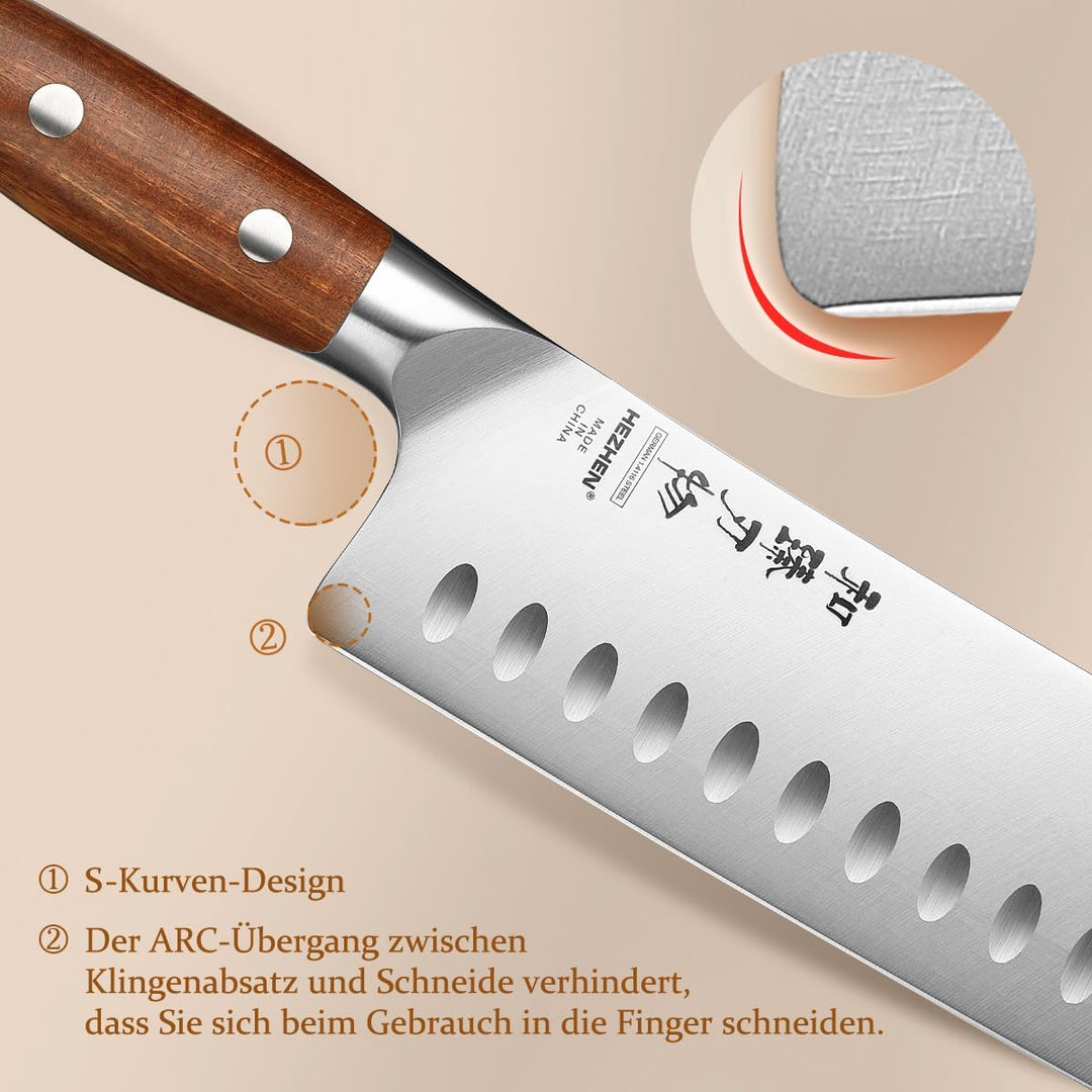HEZHEN Rostfreier Stahl Nakiri Messer, Japanischer Stil Hackbeil Messer, Hartstahl Mehrzweckmesser A
