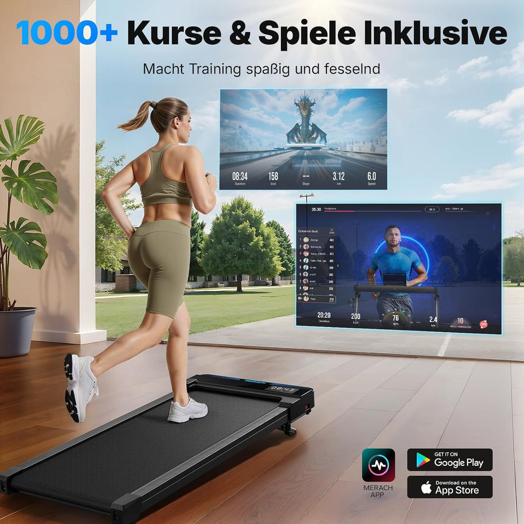 MERACH Walking Pad, 3 in 1 Laufband Schreibtisch mit Fernbedienung | 0%-6% Steigung Laufband Für Zuh