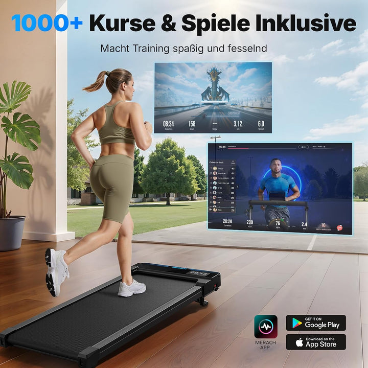 MERACH Walking Pad, 3 in 1 Laufband Schreibtisch mit Fernbedienung | 0%-6% Steigung Laufband Für Zuh