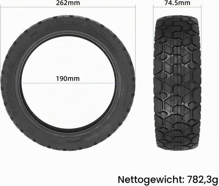 70/60-7,5 Tubeless Reifen für Segway Ninebot ZT3 Pro D Elektroroller 11 Zoll Ersatzreifen Schlauchlo