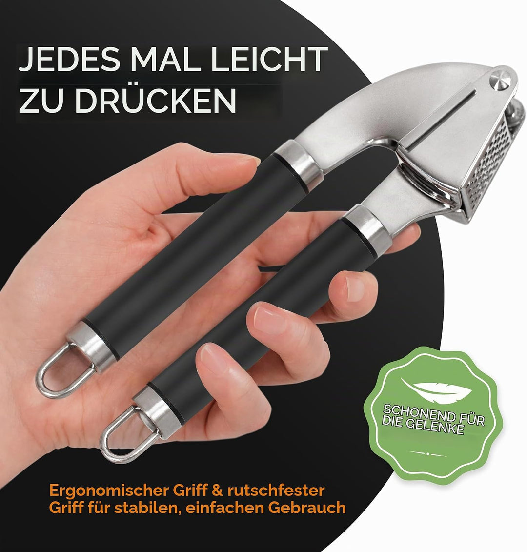 ORBLUE Knoblauchpresse Edelstahl Schwarz – Premium Knoblauchpresse &amp; Knoblauchreibe – Garlic Press m