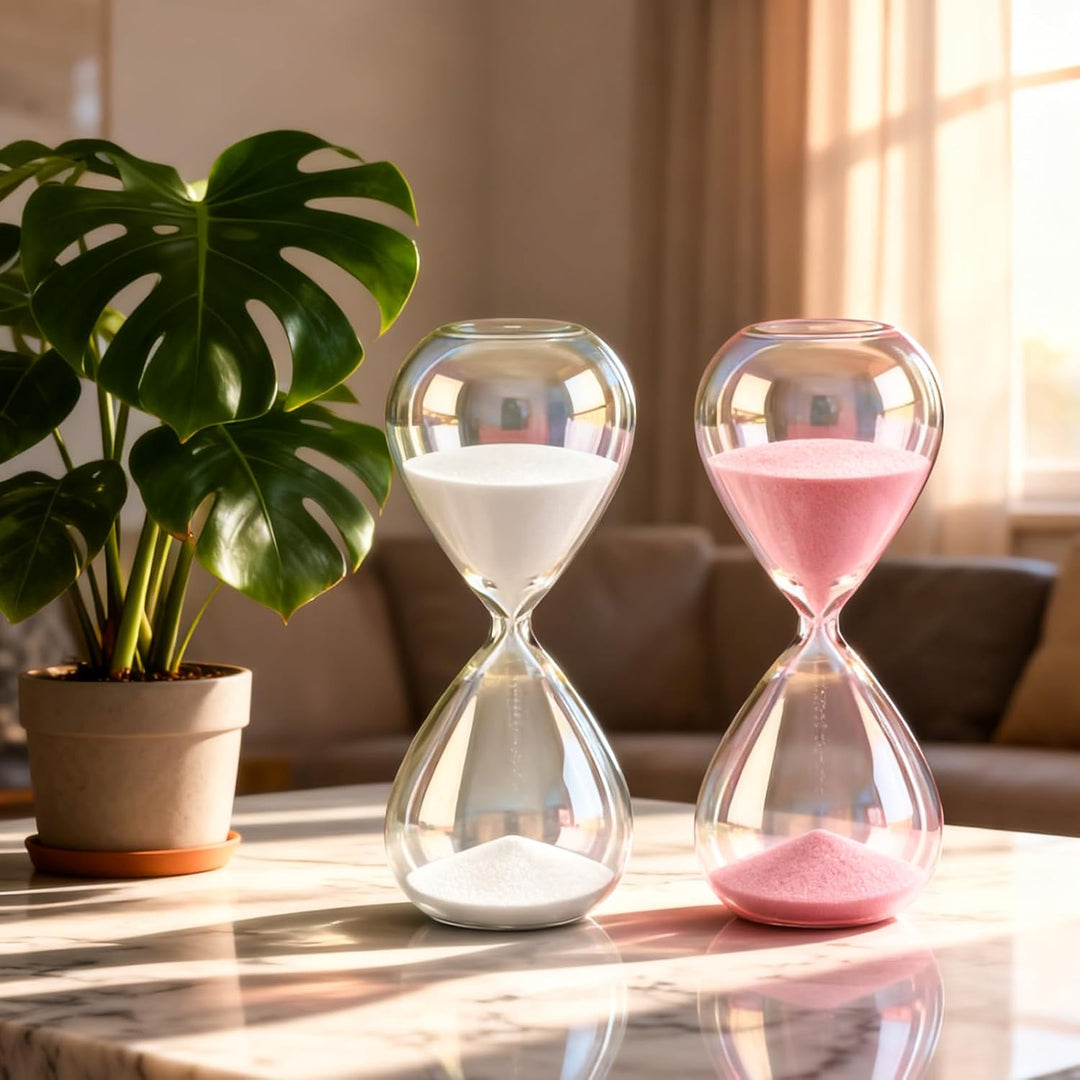 2 Stück Sanduhr, 30 Minuten Hourglass, Bunter Sanduhren aus Glas, Sand Time, Grosses Sandglas aus Bo