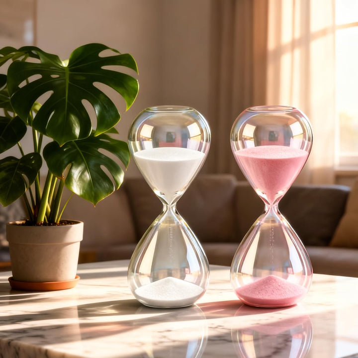 2 Stück Sanduhr, 30 Minuten Hourglass, Bunter Sanduhren aus Glas, Sand Time, Grosses Sandglas aus Bo