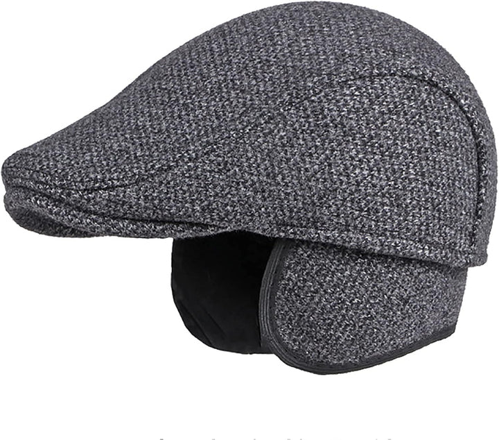 WHSPORT Flatcap Schirmmütze Cap Winter Schiebermütze Herren Cabbie Ivy Flat Cap mit Ohrenklappen Bas