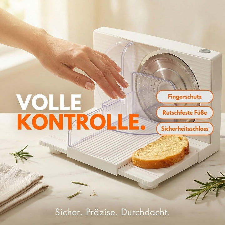 Sommertal Allesschneider AS170 150W Edelstahlmesser mit Wellenschliff, Klappbar platzsparend, elektr