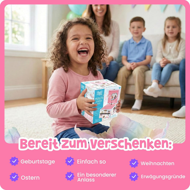 Musikalische Feen-Schmuckkiste für Mädchen – Kinderspieluhr, drehende Prinzessin und Spiegel, Prinze