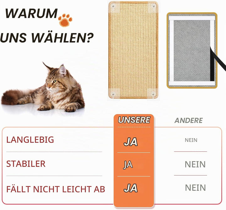 Kratzmatte Katze 40 * 60cm, 2 Stück Sisal Kratzbrett Wand, Kratzwand für Katzen, Kratzbretter, Kratz