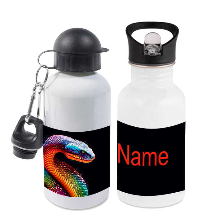 Trinkflasche mit Name/wahlweise 400ml, 500ml oder 600ml + Schriftwahl für Name + Edelstahl oder Alum