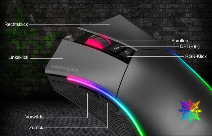 Inca IMG-GT19 PRO Optisch Gaming Maus 4800 DPI RGB-Logo-Effekt