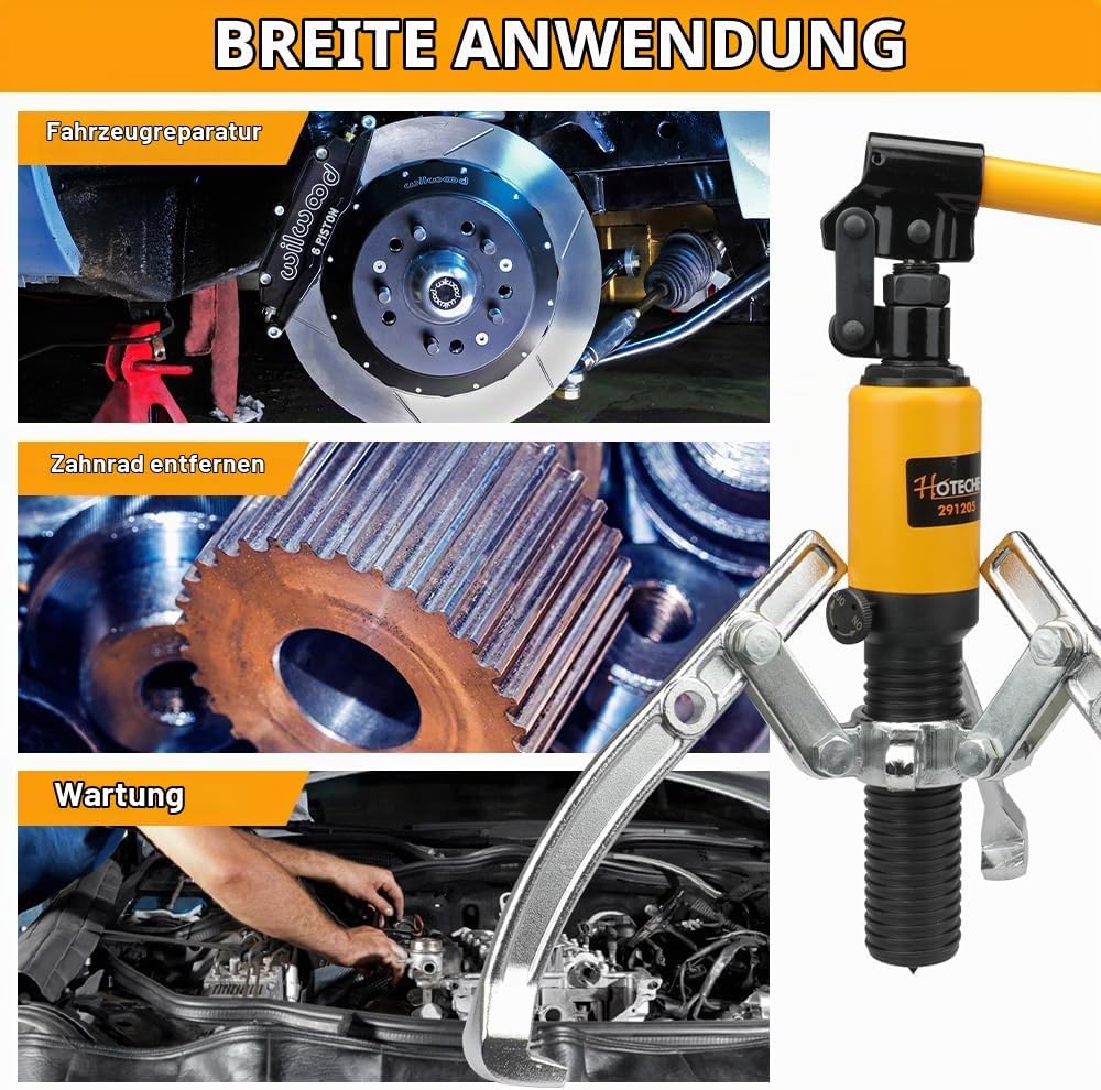 Hoteche 5TON hydraulischer Abzieher - Abzieher Set für professionelle Anwendungen in Schwarz (50-200