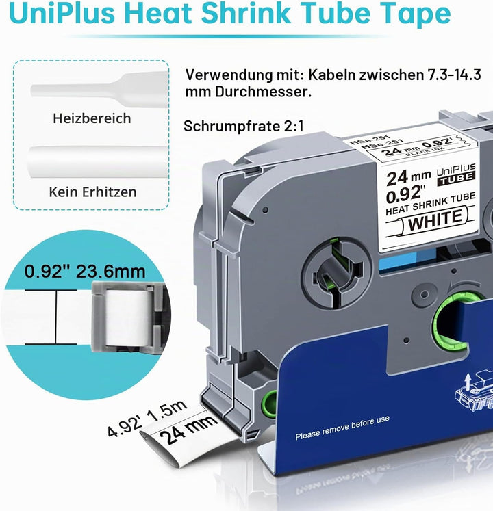 UniPlus 3x Schrumpfetikett Kompatibel mit Brother P-Touch Schrumpfschlauch 23,6mm HSc-251 Hse-251 Hs
