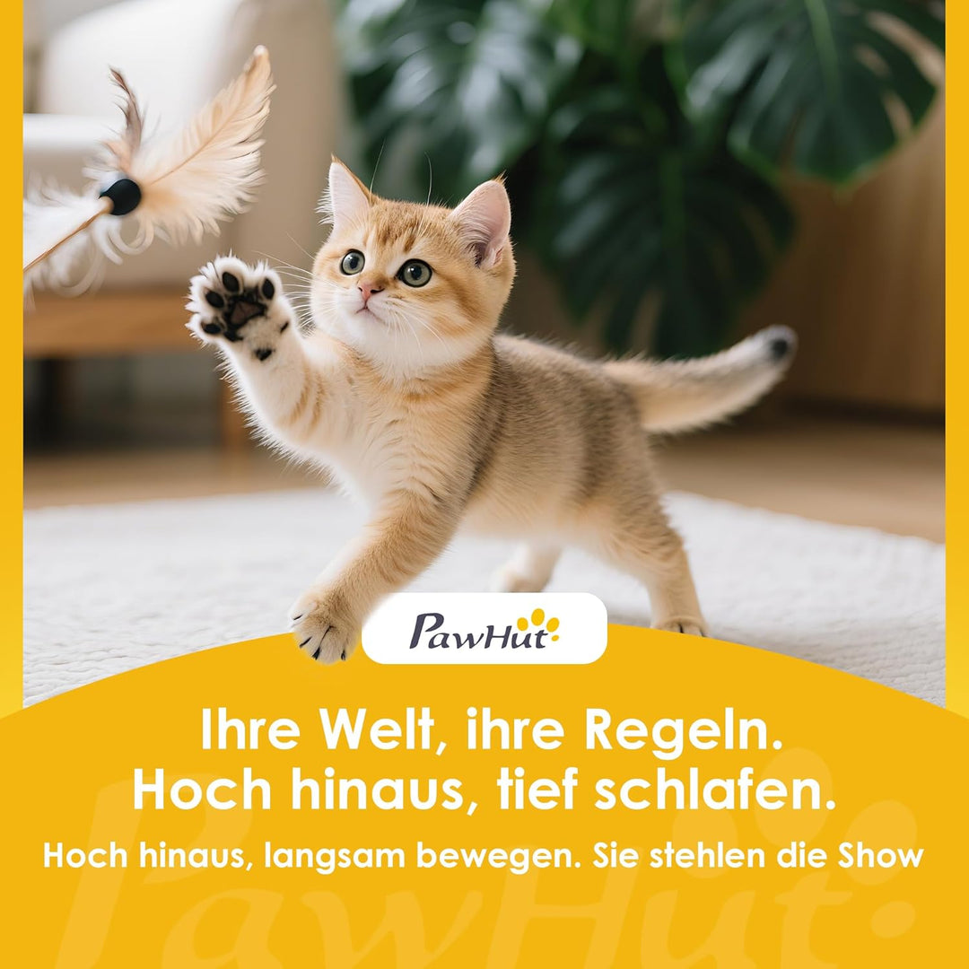 PawHut Kratztonne 96 cm Hoch Ø 38 cm dreistöckige Katzentonne mit Plüschrand, abnehmbarem und waschb