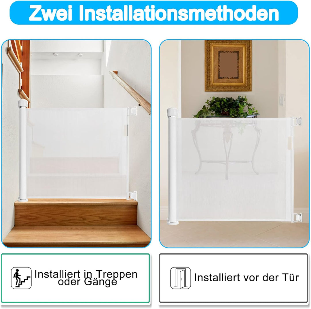 VA-Cerulean Treppenschutzgitter Türschutzgitter Ausziehbar für Kinder und Baby, 150 cm Abschliessbar