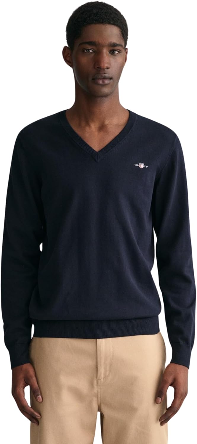GANT Pullover mit V-Ausschnitt aus Einer Baumwoll-Wollmischung Herren 4XL Abendblau, 4XL Abendblau