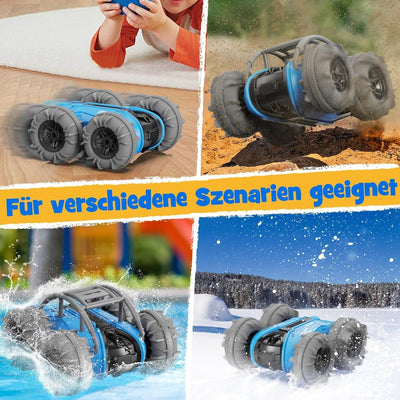 NIKYPJ Amphibienfahrzeug Ferngesteuertes Auto - 360° Rollen, 50m+ Reichweite - RC Auto für Kinder ab