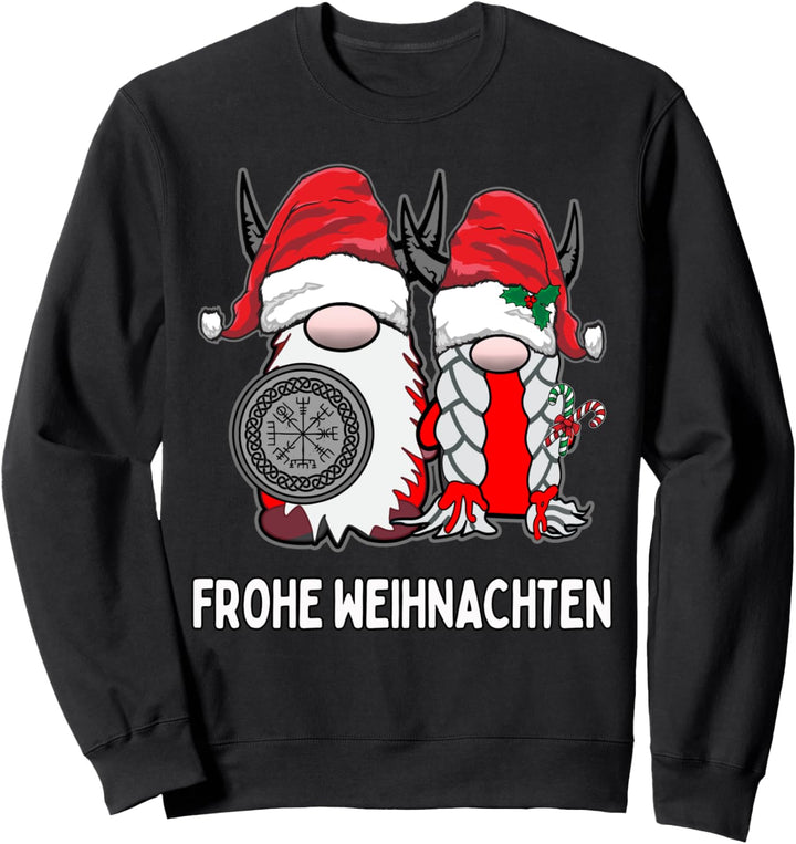 Nordischer Wichtel Wikinger Tomte Pärchen Frohe Weihnachten Deutsch Sweatshirt