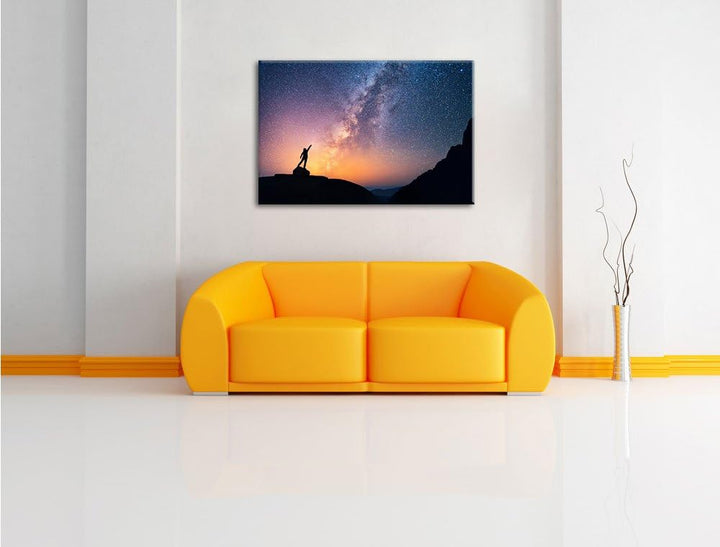 Sternenfänger Milchstrasse, Format: 100x70 auf Leinwand, XXL riesige Bilder fertig gerahmt mit Keilr