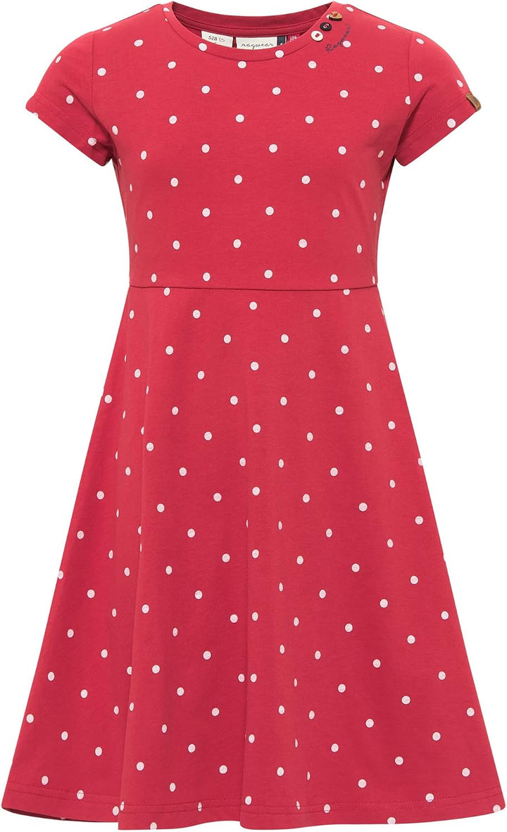 Ragwear Mädchen Kleid GWENDOLINE und GWENDOLINE DOTS Sommerkleid gepunktet und Einfarbig in sommerli