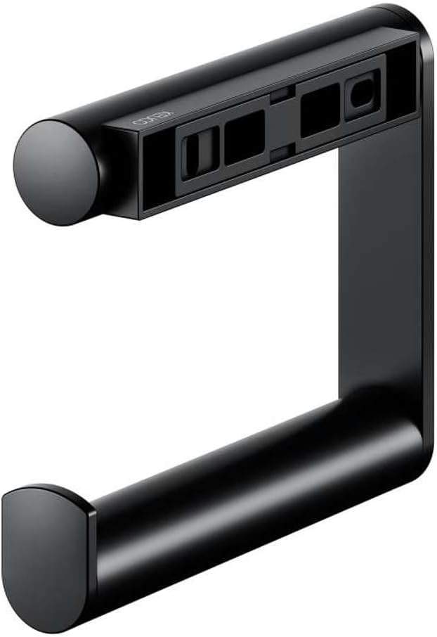 KEUCO Plan Toilettenpapierhalter, offene Form, Metall schwarz matt, Made in Germany, schwenkbar, ink