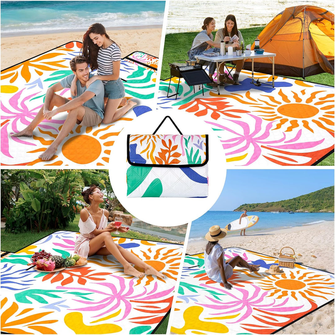 Picknickdecke XXL 200x200 cm,Stranddecke wasserdicht sandfrei, faltbare Strandmatte aus waschbarem D
