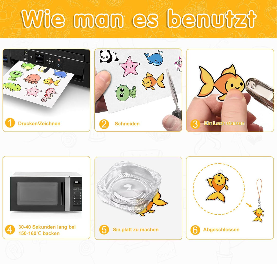 Sweelov 25 Stück Schrumpffolien Bedruckbar - A4 Transparent schrumpffolienplatten - Matt Schrumpfend