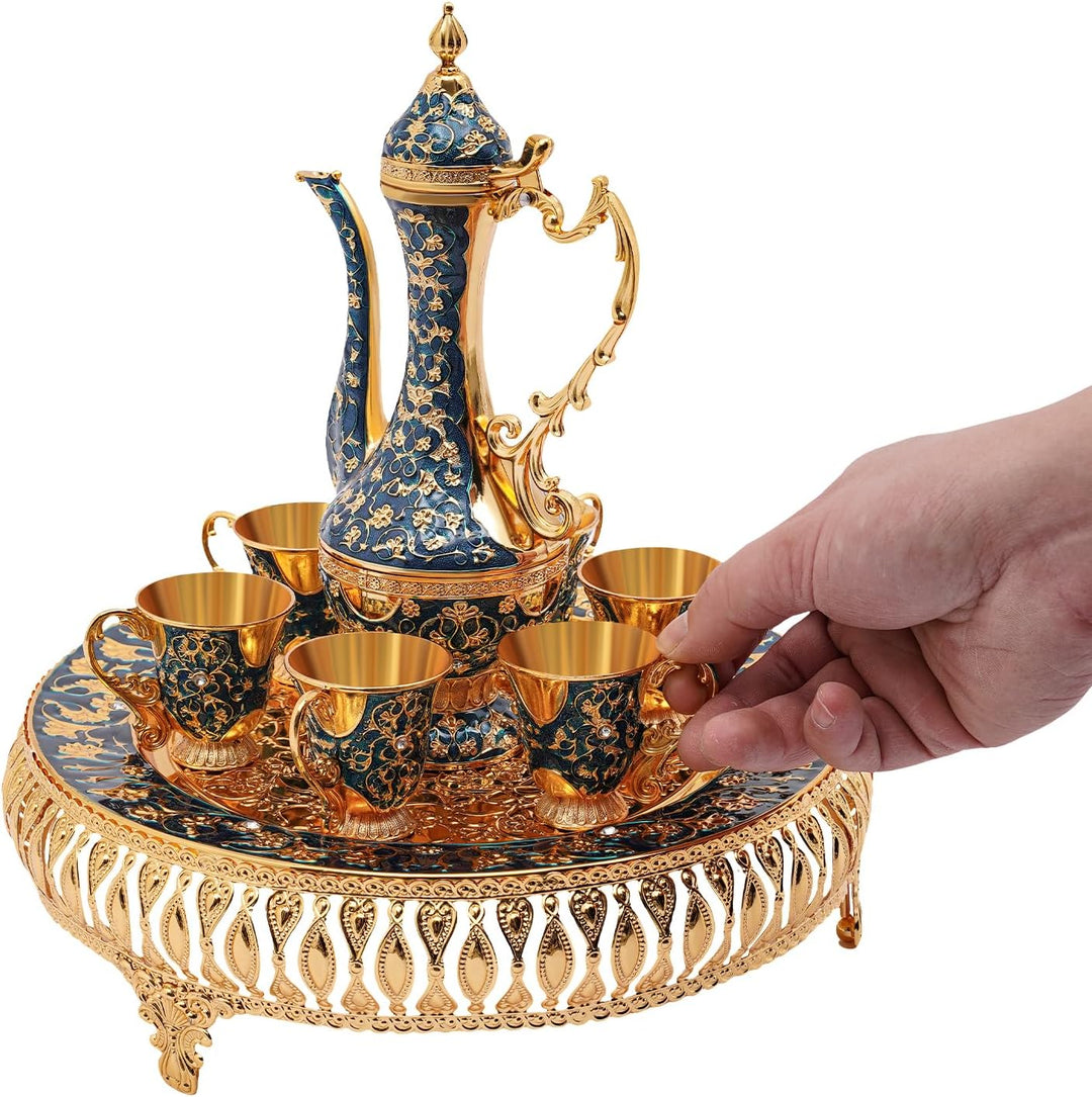 SUONTY Kaffeetasse und Teeservice Set, 6 Personen 8 TLG Vintage Selten Teeservice Set, Kaffeeservice