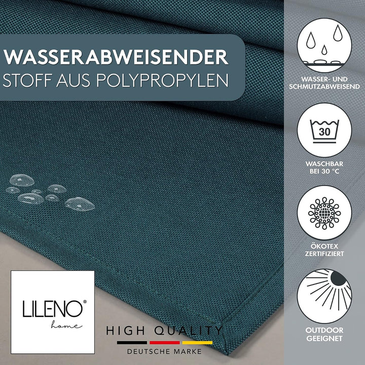 LILENO HOME Tischdecke abwaschbar [130x160cm] in Petrol - Gesäumte Polypropylen Gewebe Tischdecke wa