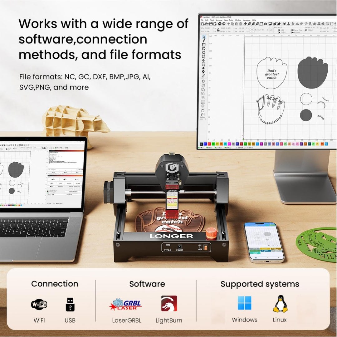 Longer Ray5 3.5W Mini Laser Engraver – High-Speed DIY CNC Cutter (12,000 mm/min) for Wood, Metal, Ac