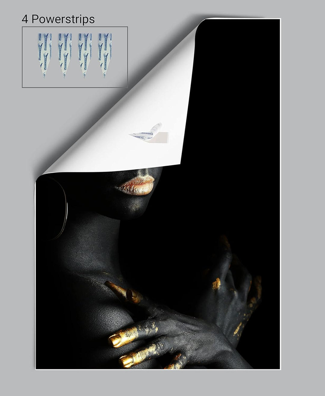 wandmotiv24 Poster als Wanddeko, Grösse 100x70cm, Gold Collection, Frau in Schwarz, goldene Highligh