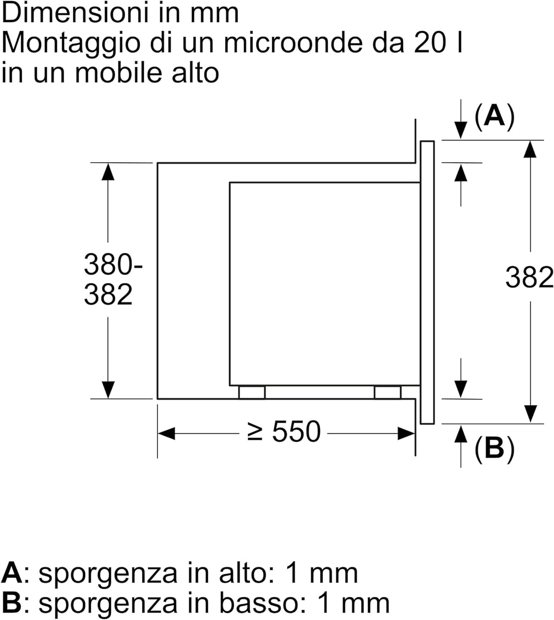 Bosch Elettrodomestici BEL623MB3 Serie 2 Einbaumikrowelle, 60 x 38 cm, schwarz