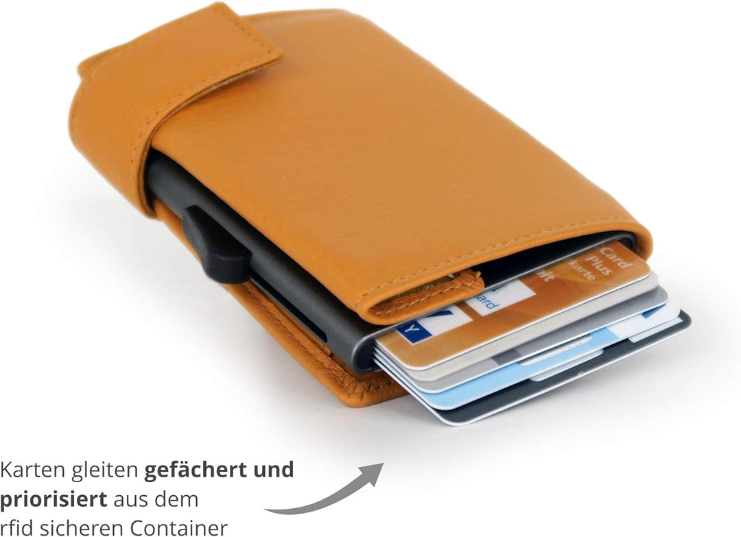 SecWal Kartenetui mit Münzfach Reissverschluss (Gelb), Gelb