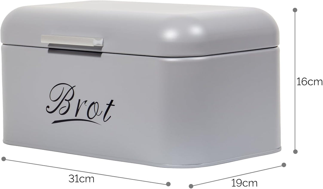 Theo&Cleo Brotkasten mit Deckel, Grosser Knäckebrot Box aus Metall, Brotaufbewahrungsbox Bread Box,