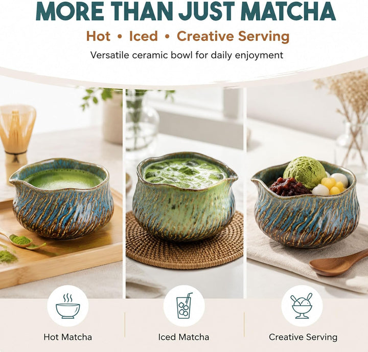 Matcha Set 7 Teilig, Matcha Tee Set Mit Schale, Bambusbesen, Halter, Sieb Und Löffel, Keramik Teeset