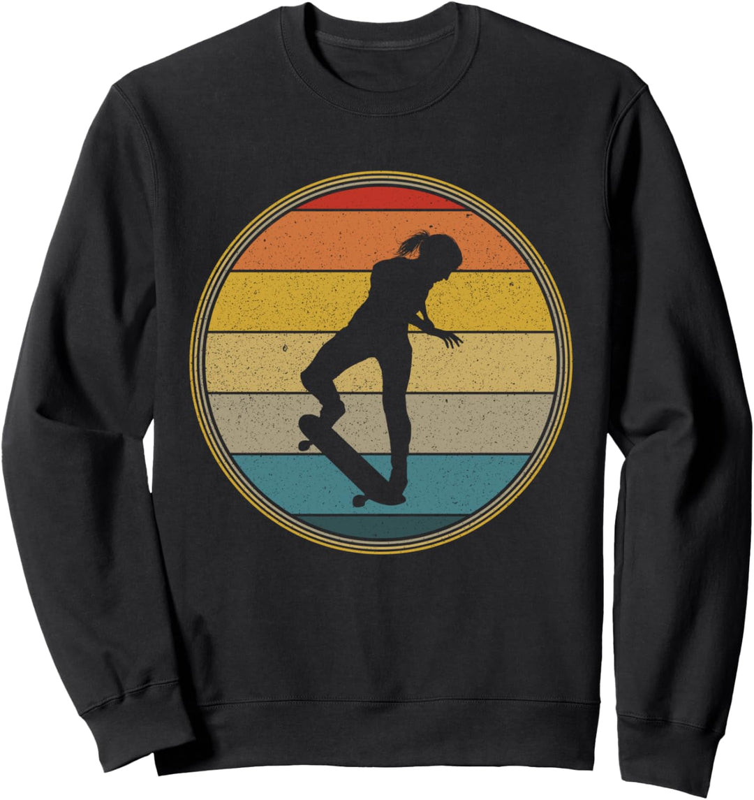 Vintage Retro Skater Girl Skateboard Skateboarding Skate Sweatshirt