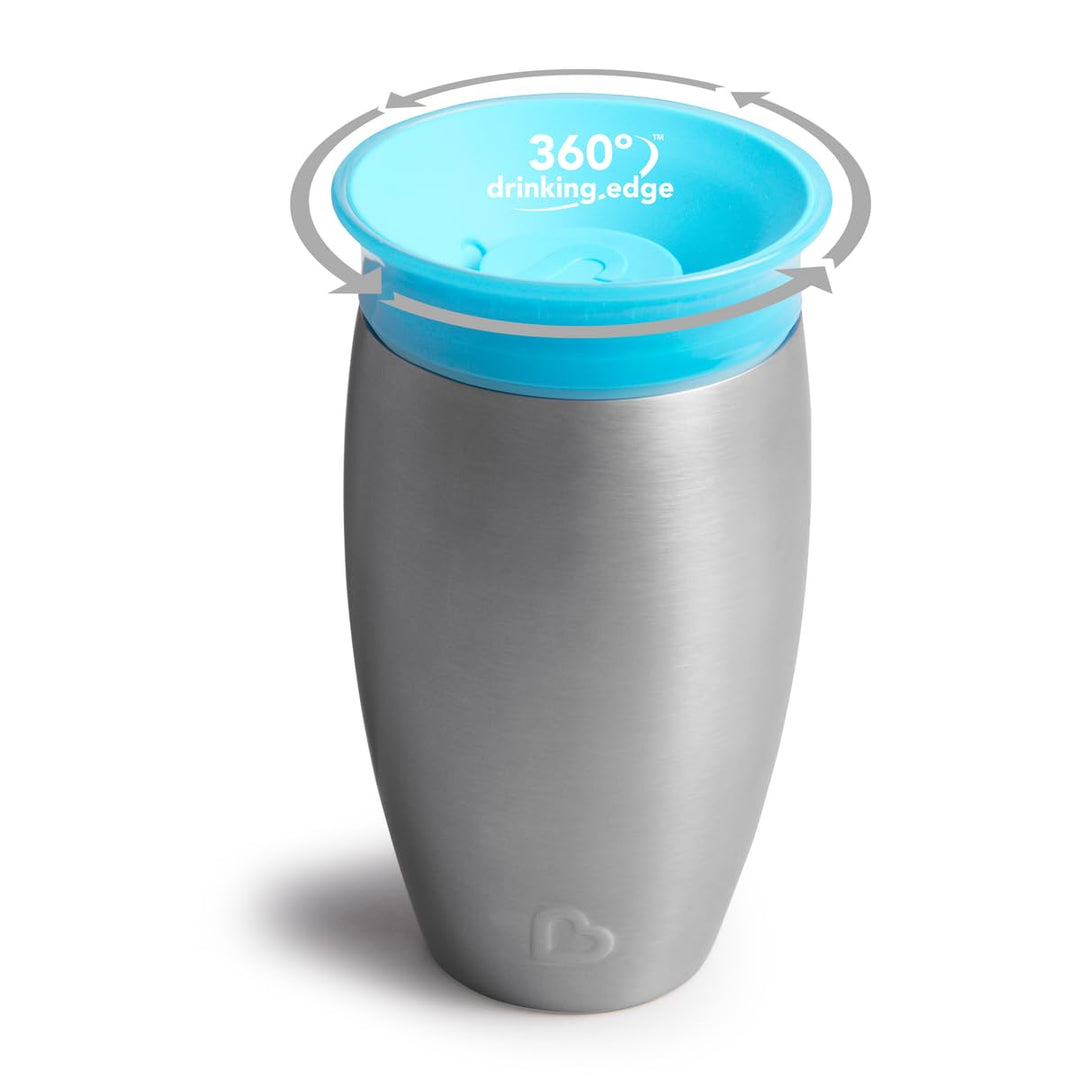 Munchkin Miracle 360°- Edelstahl-Trinkbecher für Babys und Kleinkinder, BPA-frei, auslaufsicher, spü