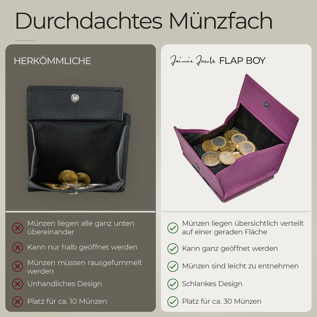 Jaimie Jacobs Flap Boy Das Original Magic Wallet mit Münzfach RFID-Schutz Magischer Geldbeutel Porte