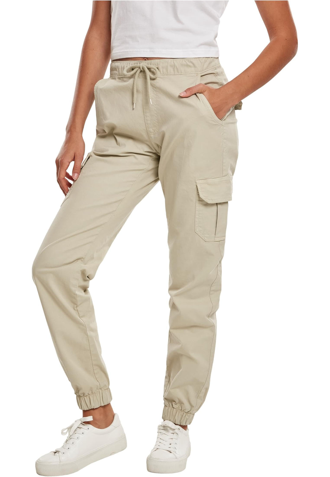 Urban Classics Damen Hose Ladies High Waist Cargo Jogging Pants, Cargo-Hose für Frauen mit hohem Bun