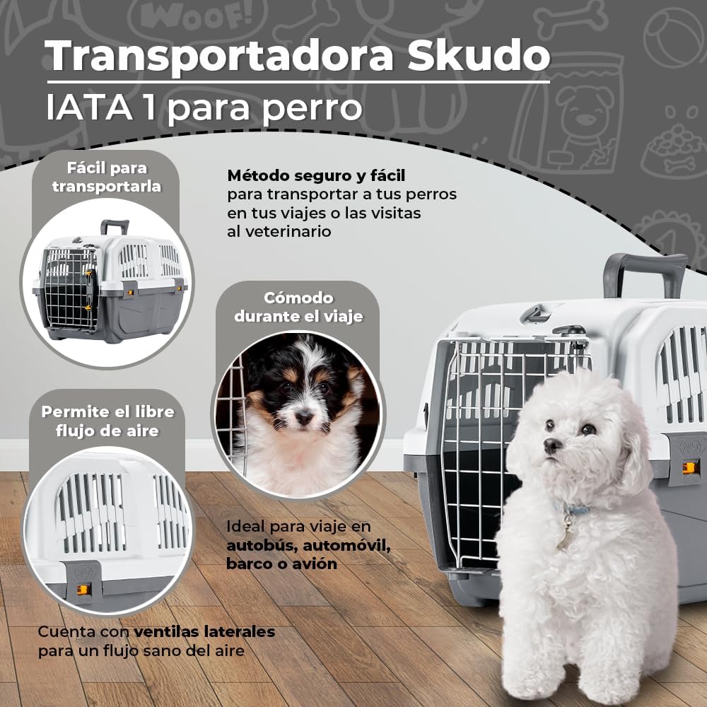Nobby 72124 Transportbox für mittlere und grosse Hunde Skudo 1 Iata 48 x 31.5 x 31 cm grau L 55 x B