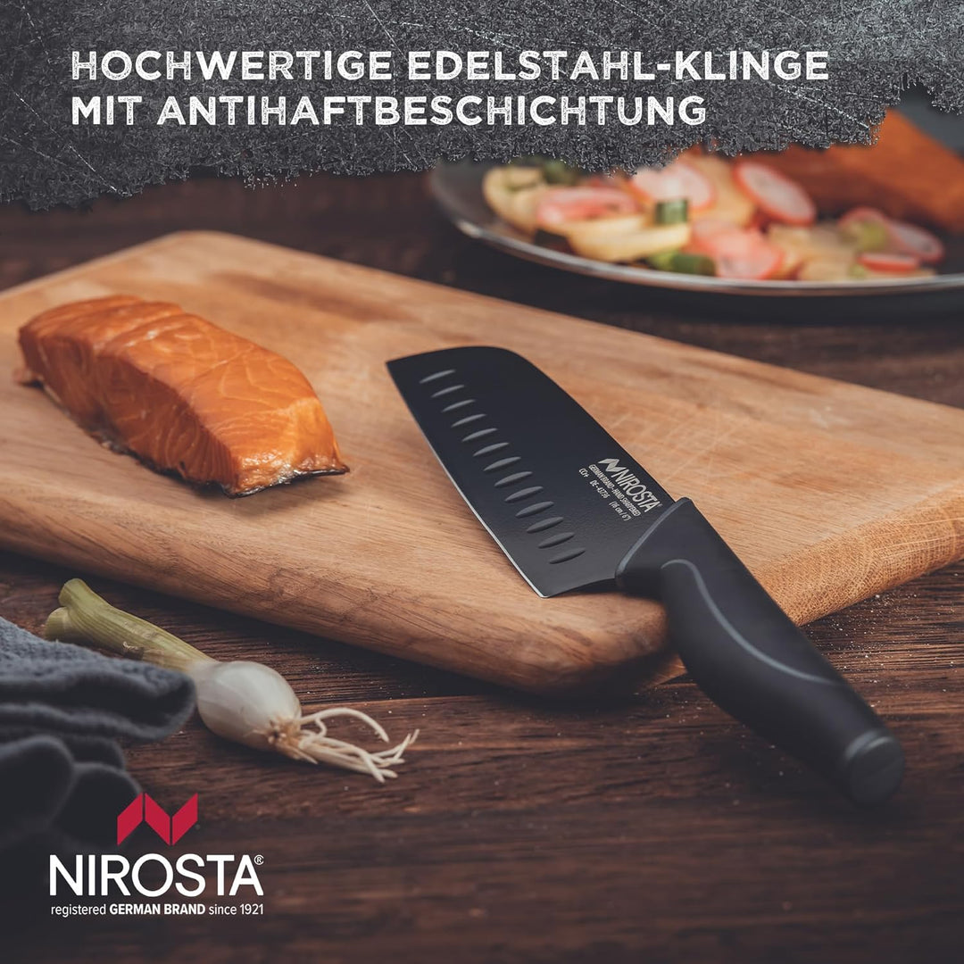 Santoku Messer Wave 30 cm – Hochwertiger Edelstahl – Santokumesser in Profi-Qualität für Gemüse, Fle
