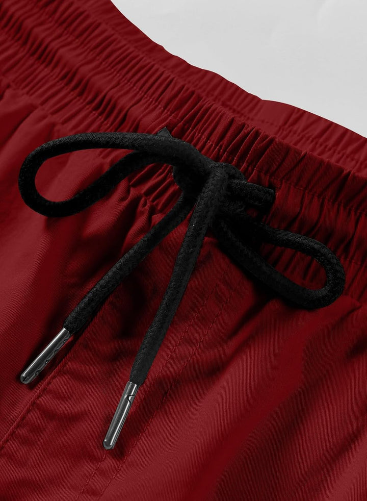 JMIERR Kurze Hosen Herren Shorts Herren Sommer Chino Baumwolle Elastische Taille mit Taschen XXL Rot