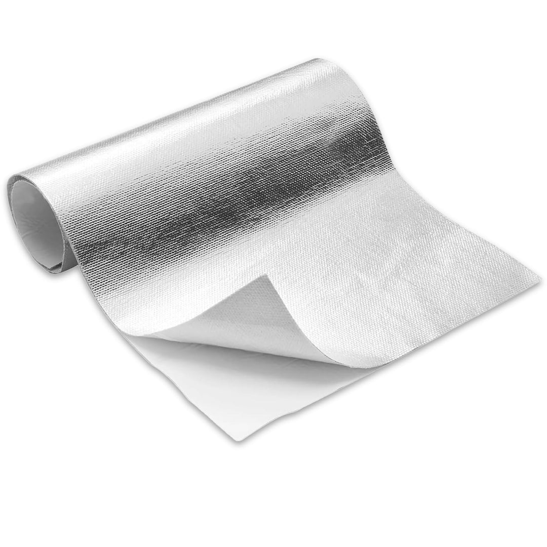 Aluminisierte Hitzeschutzmatte,Hitzeschutzmatte Selbstklebend Kleberücken Aluminium Glasfaser Blatt,