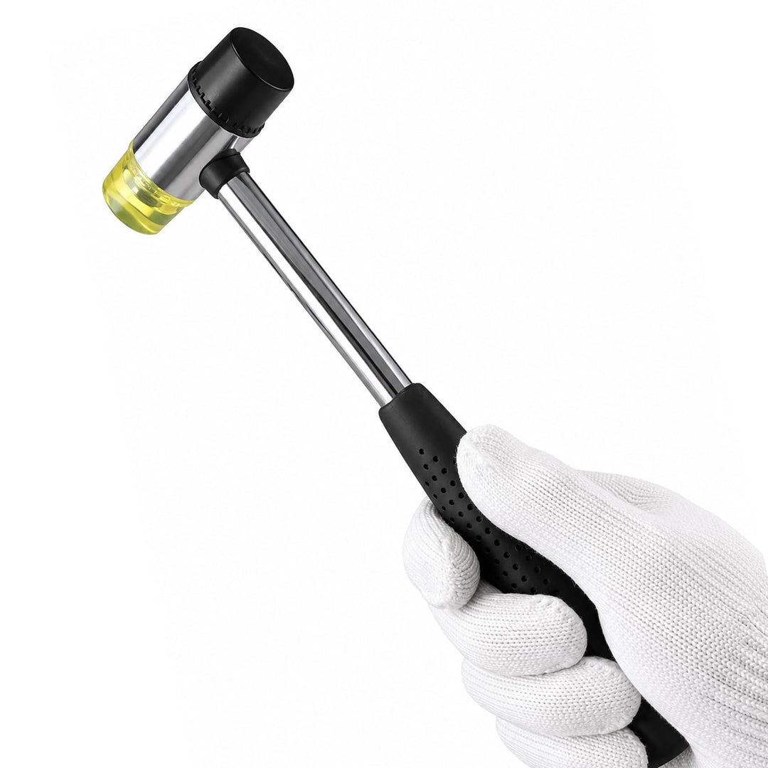 BOOSDEN Doppelkopf Gummihammer, 25 mm Mini Gummihammer mit Rutschfestem Gummigriff für Leder, Holz,