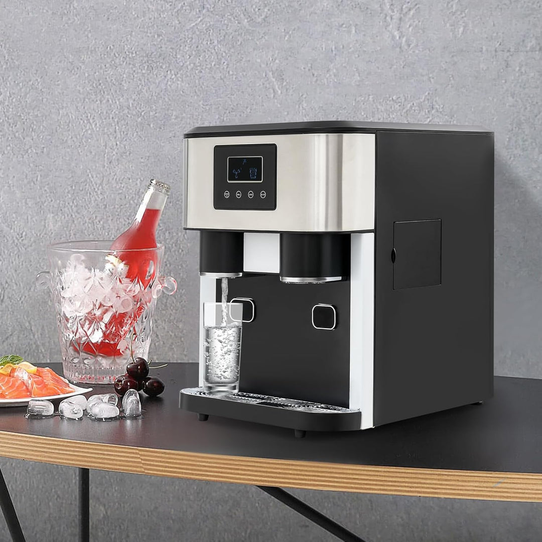 Eismaschine 3in1 | Eiswürfel, Crushed &amp; Kaltes Wasser | 7-9 Min,16 Stück | Eiswürfelmaschine 600g |