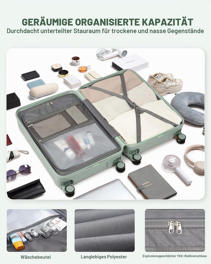 Sea choice Hartschalenkoffer Handgepäck 55x40x20cm Reisekoffer 100% ABS Trolley Kabine mit 1 Reiseta